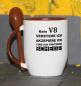Preview: Weiße Tasse mit Spruch "KEIN V8!, VERSTEHE ICH, FINDE ICH TROTZDEM SCHEIßE"