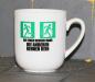 Preview: Weiße Tasse mit SpruchWeiße Tasse mit Spruch "DIE EINEN RENNEN RAUS DIE ANDEREN RENNEN REIN"