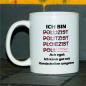 Preview: Weiße Tasse mit SpruchPolizist "ACH EGAL ICH KANN GUT MIT HANDSCHELLEN UMGEHEN"