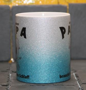 Weiße Tasse mit Spruch  "EIN WAHRER PAPA BRAUCHT KEIN SCHLAF"