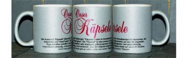 Weiße Tasse mit Spruch "ONSER KÄPSELE"