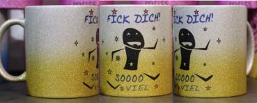Weiße Tasse mit Spruch"fick dich sooo viel"