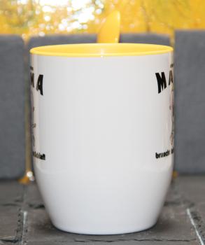 Weiße Tasse mit Spruch "EINE WAHRE MAMA BRAUCHT KEIN SCHLAF"