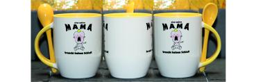 Weiße Tasse mit Spruch "EINE WAHRE MAMA BRAUCHT KEIN SCHLAF"