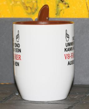Weiße Tasse mit Spruch "SO UMWERFEND KAN NUR EIN ................ AUSSEHEN"