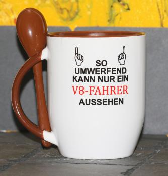 Weiße Tasse mit Spruch "SO UMWERFEND KAN NUR EIN ................ AUSSEHEN"