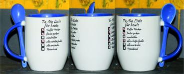 Weiße Tasse mit Spruch "TO DO LISTE FÜR HEUTE"