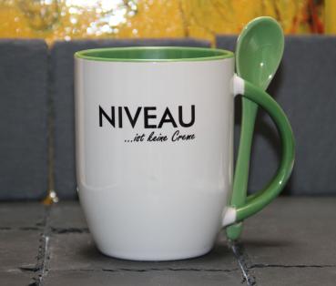 Weiße Tasse mit Spruch Weiße Tasse mit Spruch "Niveau ist keine Creme"