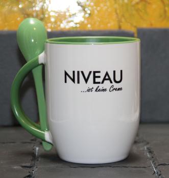 Weiße Tasse mit Spruch Weiße Tasse mit Spruch "Niveau ist keine Creme"