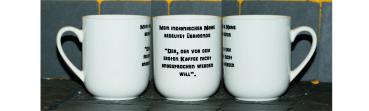 Weiße Tasse mit Spruch"MEIN INDIANISCHER NAME BEDEUTET"