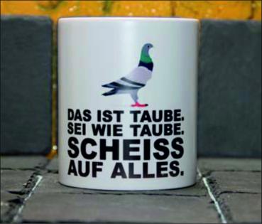 Weiße Tasse mit Spruch Yoda  "MIR NED UFF DA SACK GANGA DU MIA SOLSCHT"