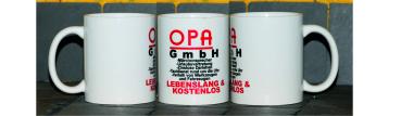 Weiße Tasse mit Spruch  Tasse mit Spruch "OPA GmbH"