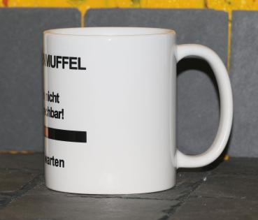 Weiße Tasse mit Spruch "MORGENMUFFEL; NOCH NICHT ANSPRECHEN"