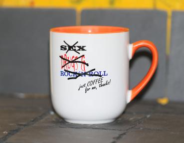 Weiße Tasse mit Spruch "SEX DRUKS & ROCK´N ROLL"