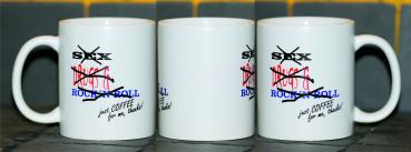 Weiße Tasse mit Spruch "SEX DRUKS & ROCK´N ROLL"