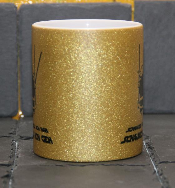 Weiße Tasse mit Spruch  YODA "SCHNAUZE VOLL ICH HAB; SCHAUKELN ICH GEH"