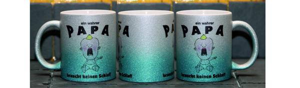 Weiße Tasse mit Spruch  "EIN WAHRER PAPA BRAUCHT KEIN SCHLAF"