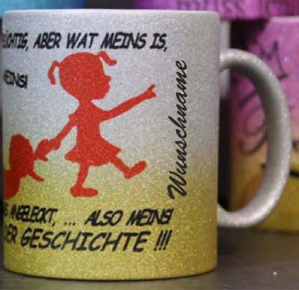 Weiße Tasse mit Spruch "Ich bin nicht Eifersüchtig-Ausserdem ich habs angeleckt"