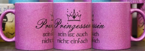 Weiße Tasse mit Spruch "PRINZESSIN sein ist auch nicht einfach"