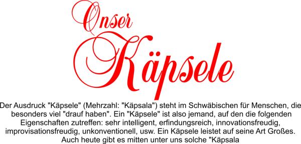 Weiße Tasse mit Spruch  "ONSER KÄPSELE"