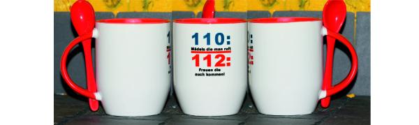 Weiße Tasse mit Spruch Weiße Tasse mit Spruch "Mädels die man ruft, Frauen die auch kommen"