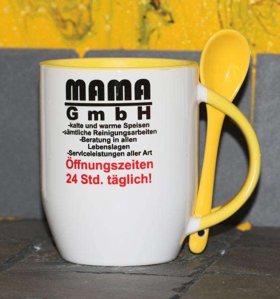 Weiße Tasse mit Spruch  "MAMA GmbH"