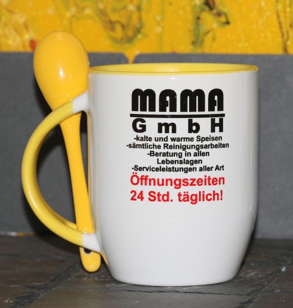 Weiße Tasse mit Spruch  "MAMA GmbH"