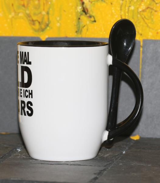 Weiße Tasse mit Spruch "ICH HATTE MAL GELD, JETZ FAHRE ICH US CARS"
