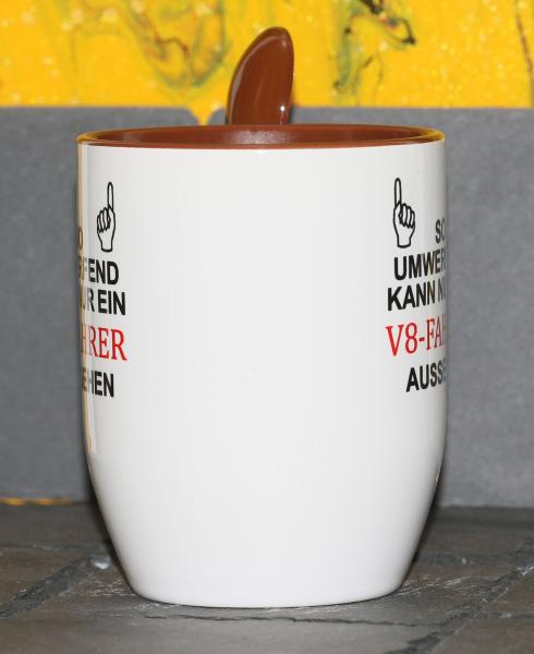 Weiße Tasse mit Spruch "SO UMWERFEND KAN NUR EIN ................ AUSSEHEN"