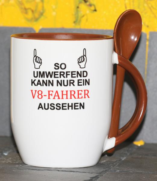 Weiße Tasse mit Spruch "SO UMWERFEND KAN NUR EIN ................ AUSSEHEN"