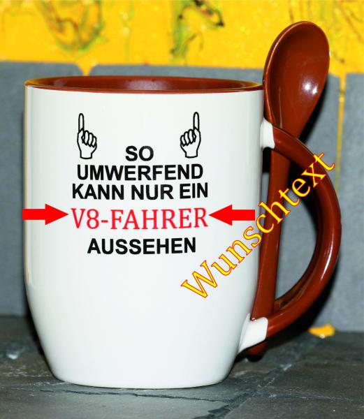Weiße Tasse mit Spruch "SO UMWERFEND KAN NUR EIN ................ AUSSEHEN"