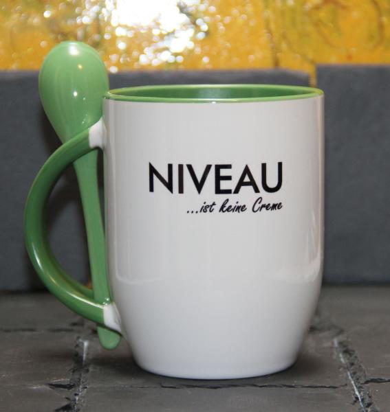 Weiße Tasse mit Spruch Weiße Tasse mit Spruch "Niveau ist keine Creme"