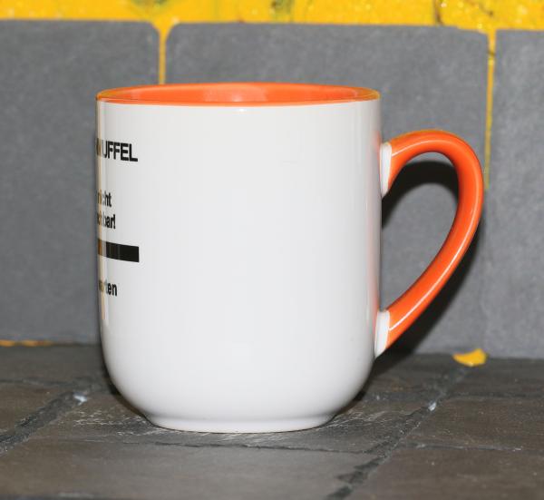 Weiße Tasse mit Spruch "MORGENMUFFEL; NOCH NICHT ANSPRECHEN"