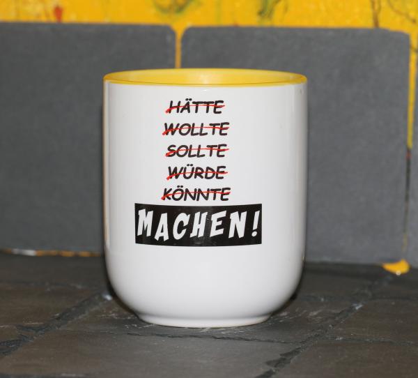 Weiße Tasse mit Spruch "EINE PRISE FICKT EUCH"