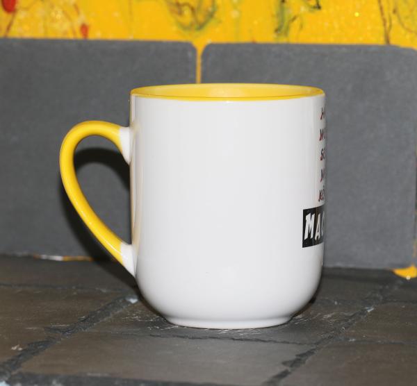 Weiße Tasse mit Spruch "EINE PRISE FICKT EUCH"