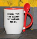 Weiße Tasse mit Spruch 
