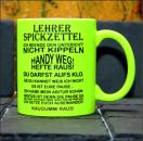 Neontasse mit Spruch 