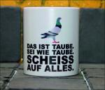 Weiße Tasse mit Spruch Yoda  "MIR NED UFF DA SACK GANGA DU MIA SOLSCHT"