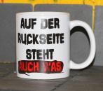 Weiße Tasse mit Spruch 
